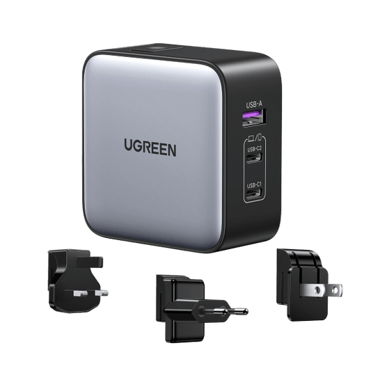 UGREEN Nexode 65W 3-Port Travel Charger with US/UK/EU Plug