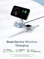 MagFlow 2-in-1 Magnetic Wireless Charger (Qi2 25W, MagSafe-Compatible)