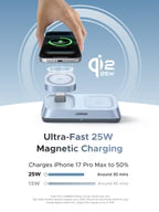 MagFlow 3-in-1 Magnetic Wireless Charger (Qi2 25W, MagSafe-Compatible)