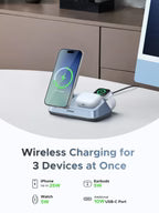 MagFlow 3-in-1 Magnetic Wireless Charger (Qi2 25W, MagSafe-Compatible)