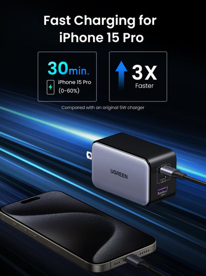 UGREEN Nexode 100W 3-Port Charger with Foldable Plug